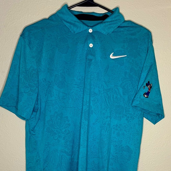 Nike Floral DriFit Polo with Disney Mickey Logo on Sleeve - Picture 1 of 2